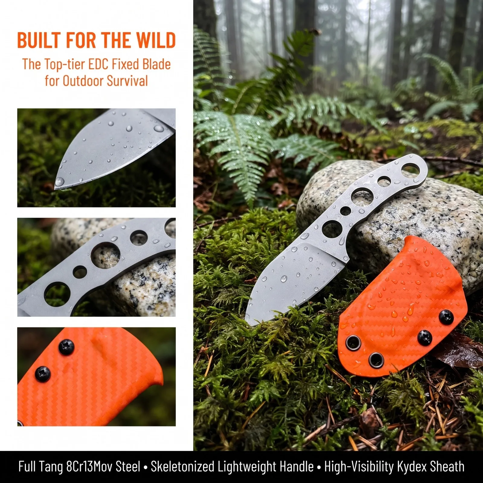 Full-Tang Stainless Steel EDC  - Knife Hunting Fixed Blade review and price